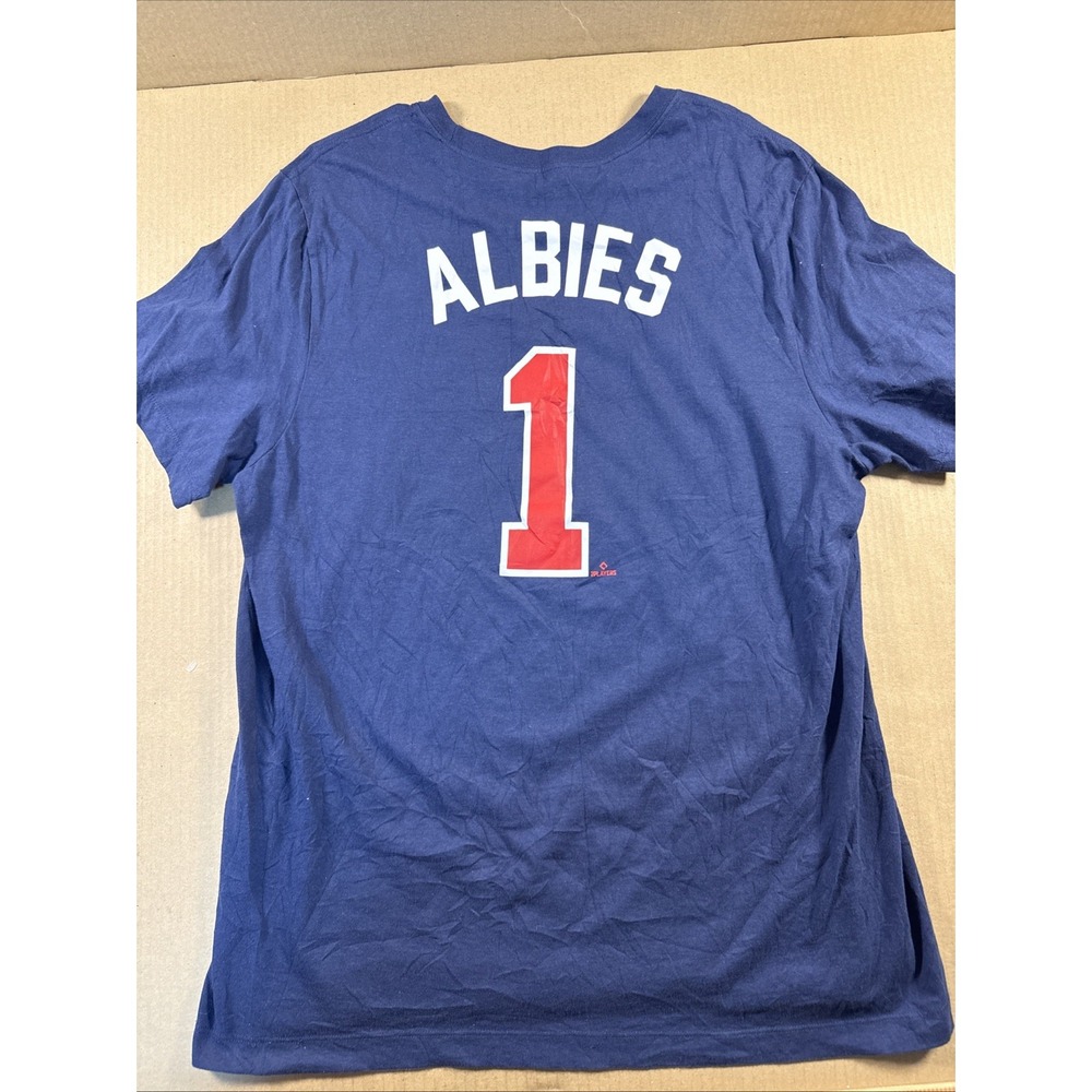 Atlanta Braves Ozzie Albies Nike T Shirt Navy Blue Mens Size XL MLB #1
